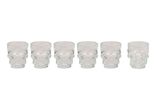 Shot Glas 6er Set Totenkopf aus Glas, B5 x T4 x H6 cm