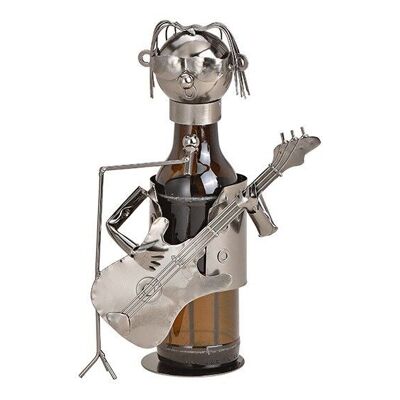 Bottle holder for beer bottle guitarist made of metal black (W / H / D) 16x19x9cm