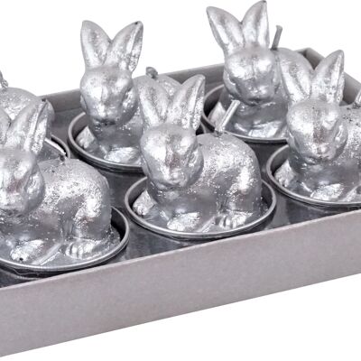 TEALIGHTS "SILVER BUNNIES" 6 PIECES SET (3139)