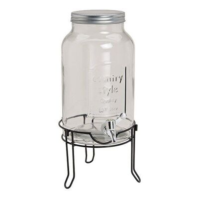 Barile con rubinetto e supporto in metallo, capacità 5500 ml, in vetro, trasparente (L/A/P) 21x41x21cm