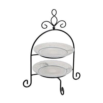 Etagere with 2 levels made of glass / metal (W / H / D) 22x28x22 cm