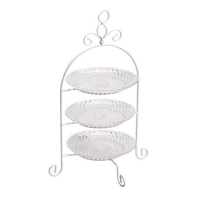 Etagere with 3 levels diamond pattern made of glass, metal transparent (W / H / D) 22x37x22cm