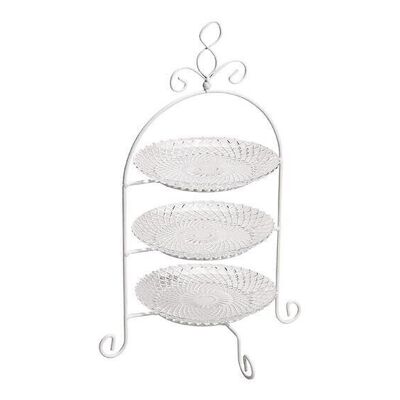 Etagere avec motif diamant 3 niveaux en verre, métal transparent (L / H / P) 22x37x22cm