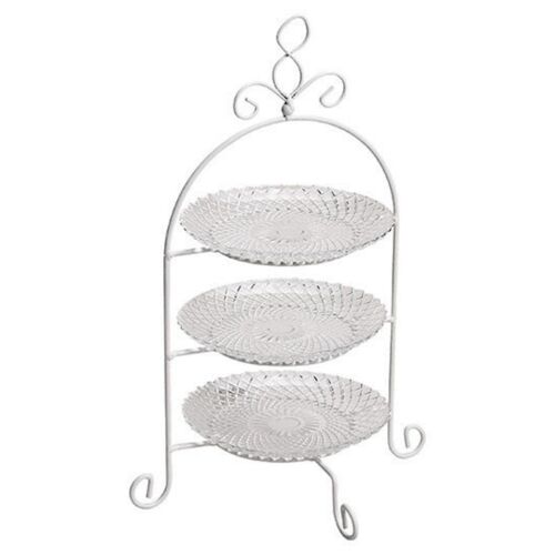 Etagere mit 3 Etagen Rautenmuster aus Glas, Metall Transparent (B/H/T) 22x37x22cm