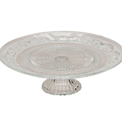 Cake plate Baroque made of glass (W / H / D) 25x8x25 cm