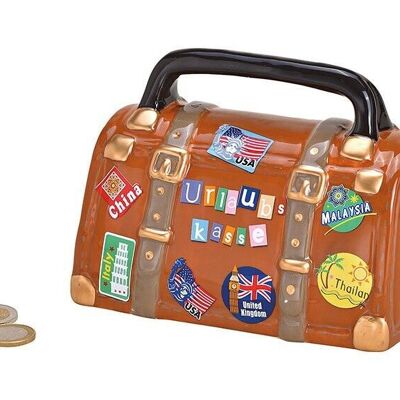 Money box travel bag made of ceramic brown (W / H / D) 15x12x9cm