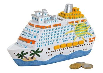 Tirelire bateaux de croisière en poly coloré (L / H / P) 20x11x7cm