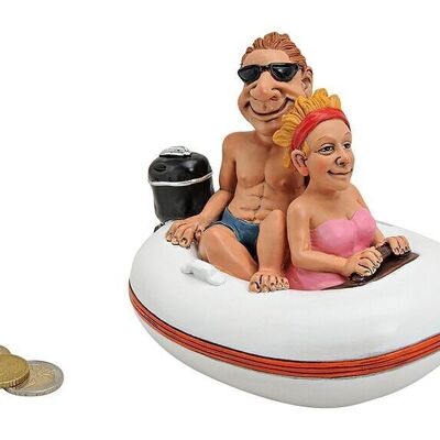 Inflatable boat money box made of poly, W16 x D11 x H12 cm
