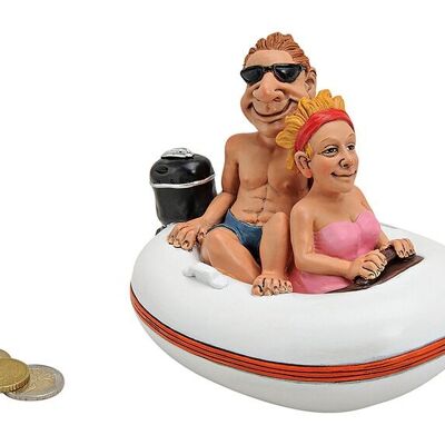 Tirelire pour bateau gonflable en poly, L16 x P11 x H12 cm