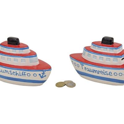 Money box dream ship / journey made of ceramic, 2 assorted, W17 x D8 x H11 cm