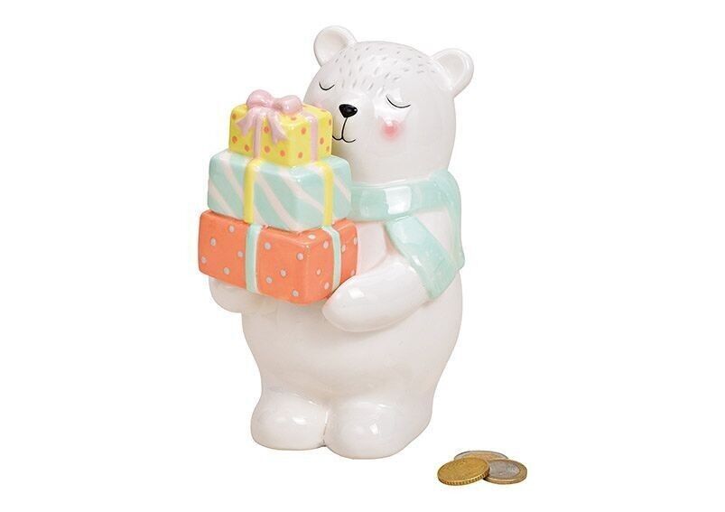 Ceramic bear money box colored (W / H / D) 14x19x11cm