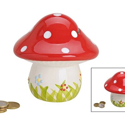 Tirelire champignon en céramique, L13 x P13 cm