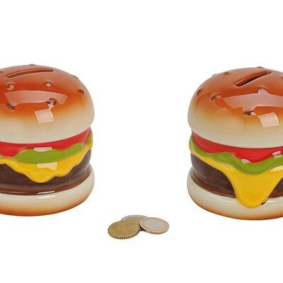 Ceramic money box Hamburger, W10 x D10 cm