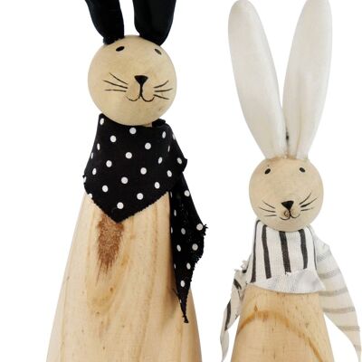 WOODEN BUNNY "CHESS" 2-PIECE SET (4965)