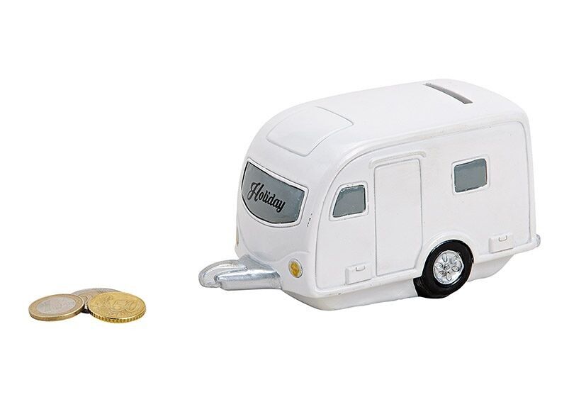 Rimorchio per roulotte salvadanaio in poli bianco (L / A / P) 15x8x9cm