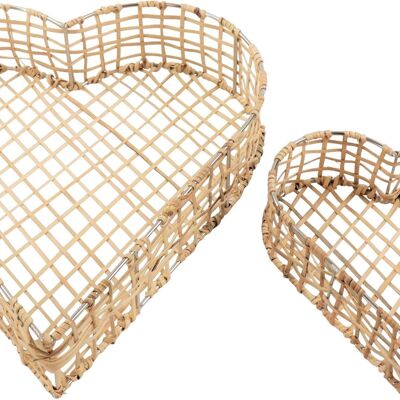 RATTAN BOWLS "HEART" 2-PIECE SET (3832)