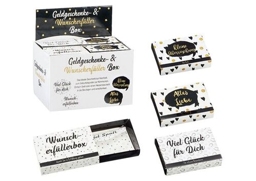 Geldgeschenk Box, für Dich aus Papier/Pappe Bunt 4-fach, (B/H/T) 10x7x2cm, 24 Stk im Displaybox