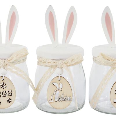 GLASS CANS "BUNNY" 3 PIECE SET (7208)