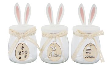 BOÎTES EN VERRE "BUNNY" ENSEMBLE DE 3 PIÈCES (7208)