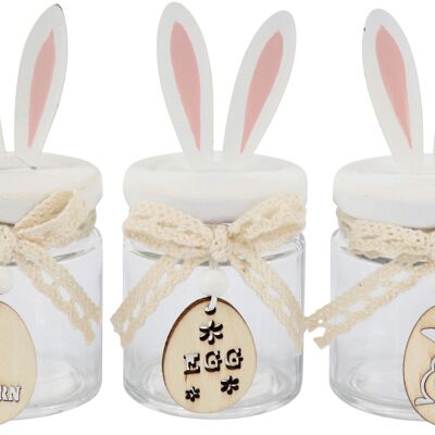 GLASS CANS "BUNNY" 3 PIECE SET (7207)