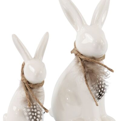 PAIR OF HARES "FEATHERS" 2-PIECE SET (8324)