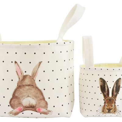 FABRIC BASKET "HAPPY BUNNY" 2-PIECE SET (4443)