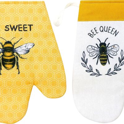 OVEN GLOVES "BEE QUEEN" 2 PIECE SET (8915)