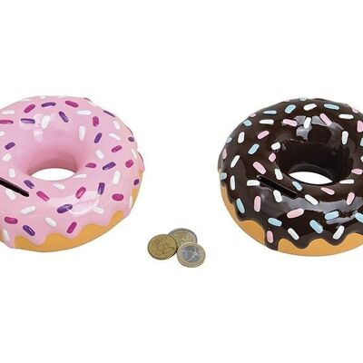 Ceramic donuts money box, 2 assorted, W6 x D15 cm