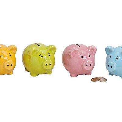 Ceramic piggy bank, 4 assorted, W11 x D9 x H9 cm