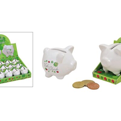 Piggy bank good luck made of ceramic, (W / H / D) 5x4x5 cm
