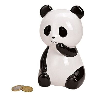 Hucha oso panda de cerámica blanca, negra (An / Al / Pr) 10x15x10cm
