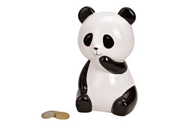 Tirelire ours panda en céramique blanche, noire (L / H / P) 10x15x10cm