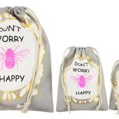 BORSA SET 3 PEZZI "DON'T WORRY" (7116)