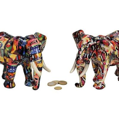 Hucha de cerámica colorida elefante, 2 surtidos, 22 x 15 x 16 cm.