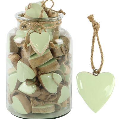 PENDENTI IN VETRO CON CUORE "MENTA" SET 61 PEZZI (8865)