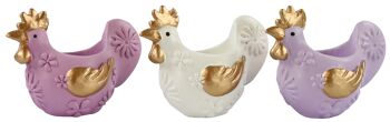 COQUETIER POULET "VIOLETTA" SET DE 3 PIÈCES (6921)