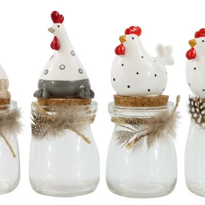 GLASS CANS "CLURCH HENS" 4 PIECES SET (6956)