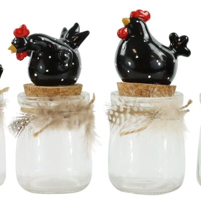 GLASS CANS "CLURCH HENS" 4 PIECES SET (6957)