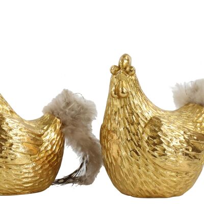 SET 2 PIÈCES "GOLDEN EASTER" COQ ET POULE (6963)