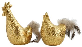 SET 2 PIÈCES "GOLDEN EASTER" COQ ET POULE (6963)