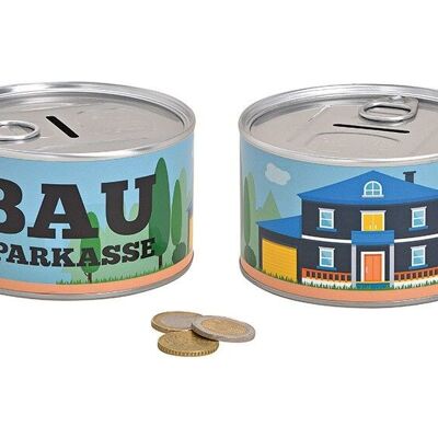 Money box building society made of metal colored (W / H / D) 10x6x10cm