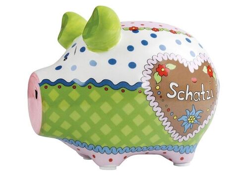 Spardose KCG Kleinschwein, Alpenschwein - Schatzi, aus Keramik, Art. 101085 (B/H/T) 12,5x9x9cm