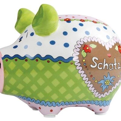 Money box KCG small pig, alpine pig - Schatzi, made of ceramic, item 101085 (W / H / D) 12.5x9x9cm