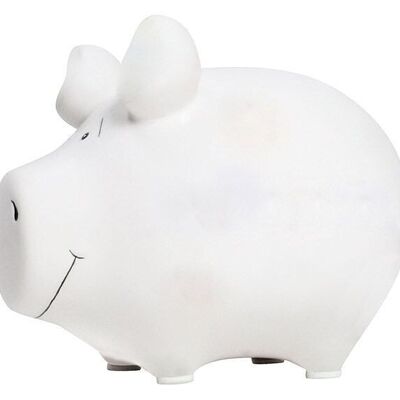 Tirelire KCG petit cochon, blanc blanc, en céramique, article 100570 (L / H / P) 12,5x9x9cm