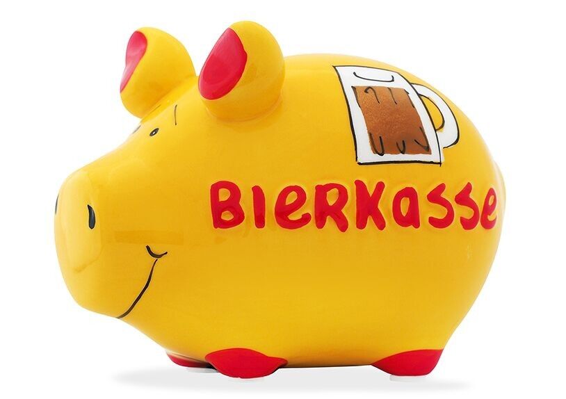 Money box KCG small pig, beer box, made of ceramic (W/H/D) 12.5x9x9 cm