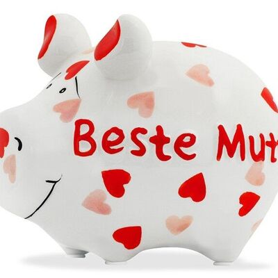 Hucha KCG cerdo pequeño, Beste Mutti, de cerámica, artículo 101555 (An / Al / Pr) 12,5x9x9cm