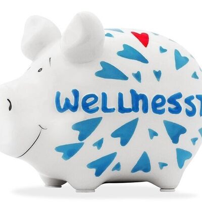 Money box KCG small pig, wellness day, made of ceramic (W/H/D) 12.5x9x9cm