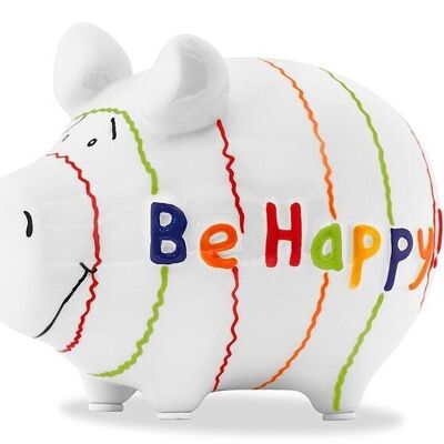 Money box KCG small pig, Be Happy, made of ceramic, item 101769 (W / H / D) 12.5x9x9 cm