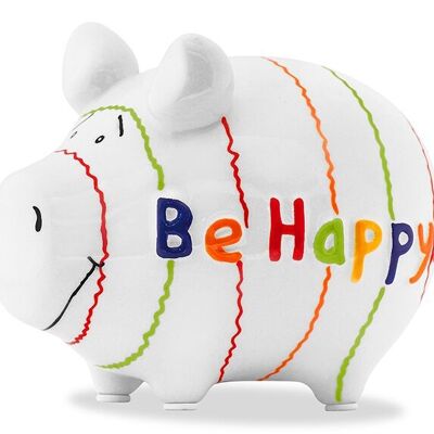 Spardose KCG Kleinschwein, Be Happy, aus Keramik (B/H/T) 12,5x9x9 cm