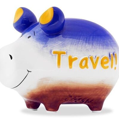 Money box KCG small pig, travel, made of ceramic (W/H/D) 12.5x9x9 cm